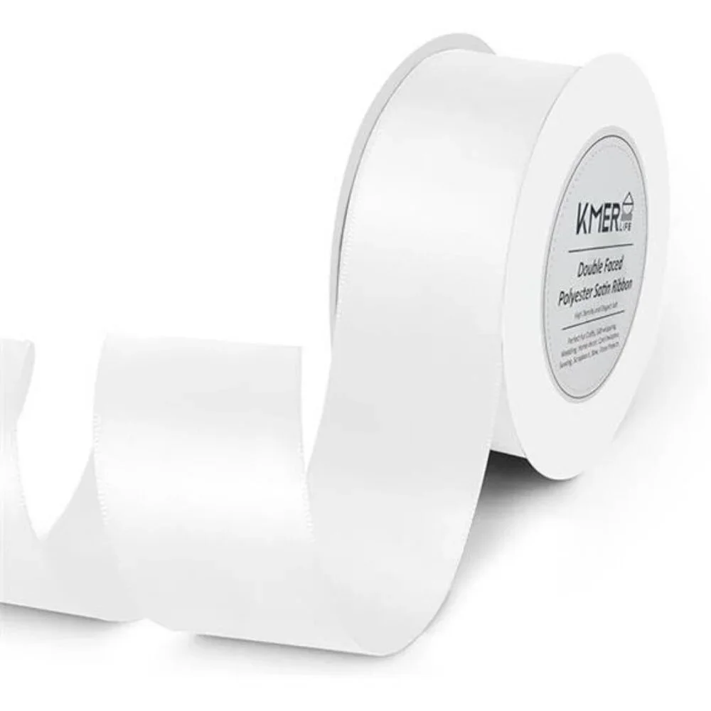White Satin Ribbon 1 5 Inch Wide 25 Yards Double Face Ribbon for Wedding Crafts